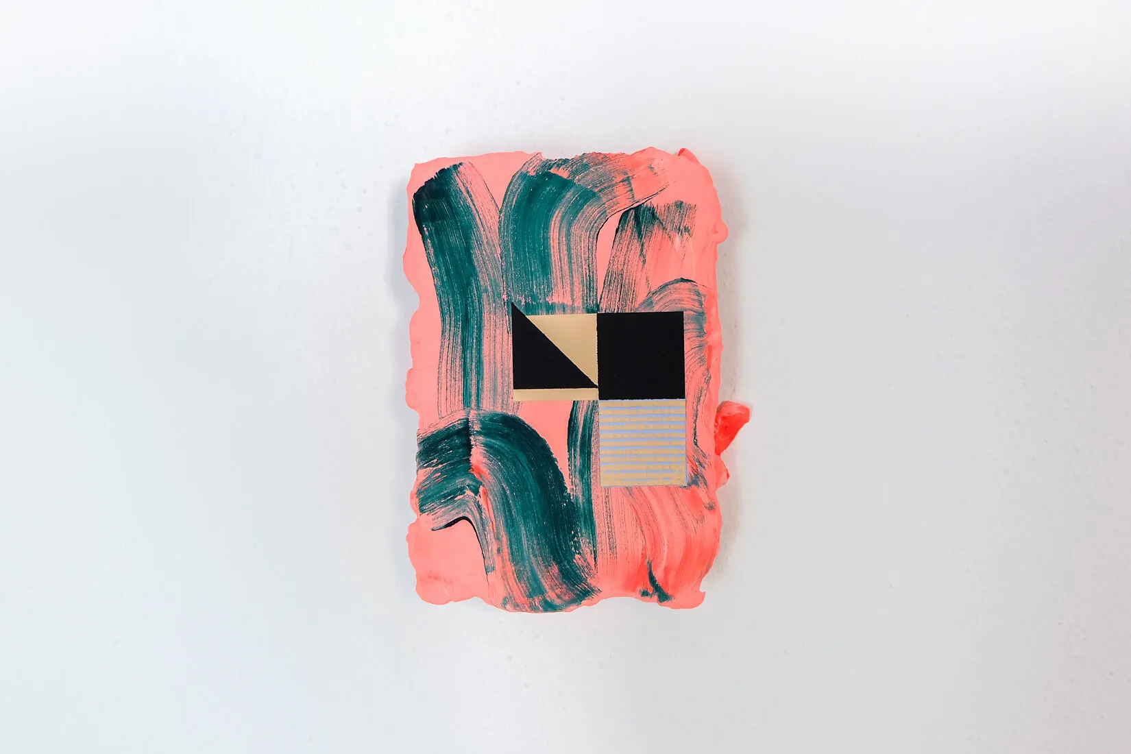 Grove III, acrylic, collage, filler and chalkboard paint on panel