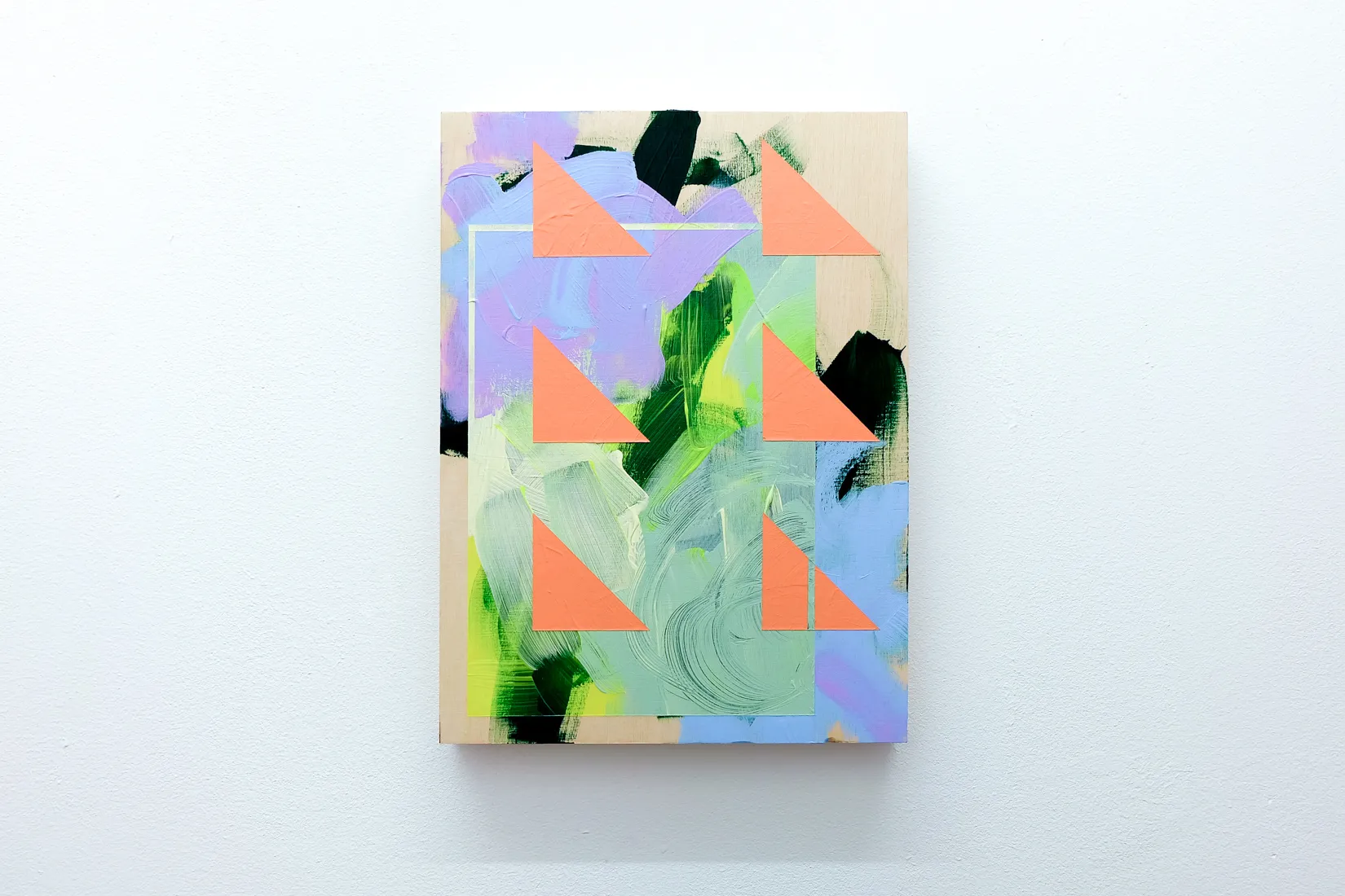Leaves, acrylic, emulsion and collage on plywood