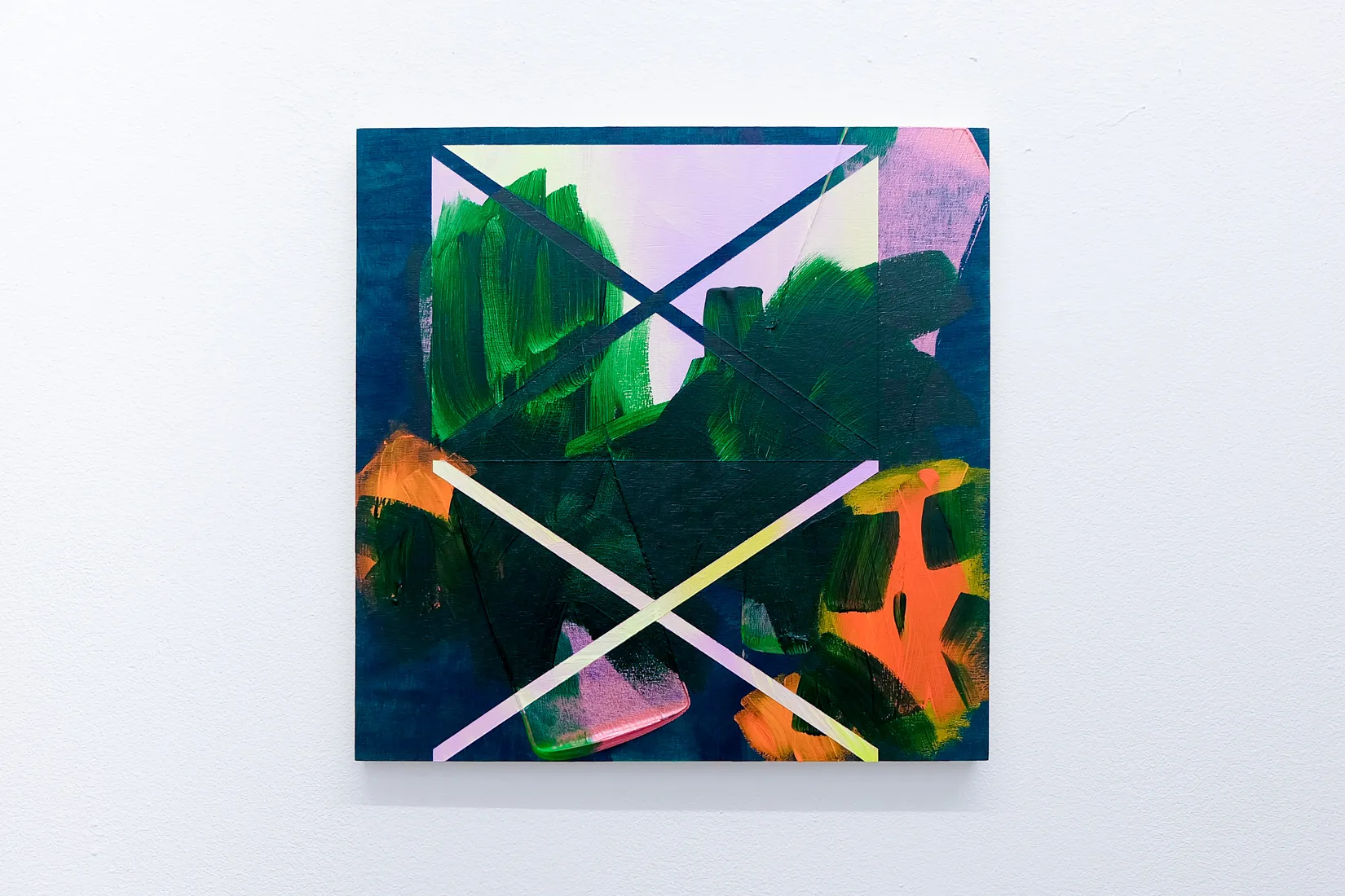 Rousseau, acrylic, emulsion and collage on panel