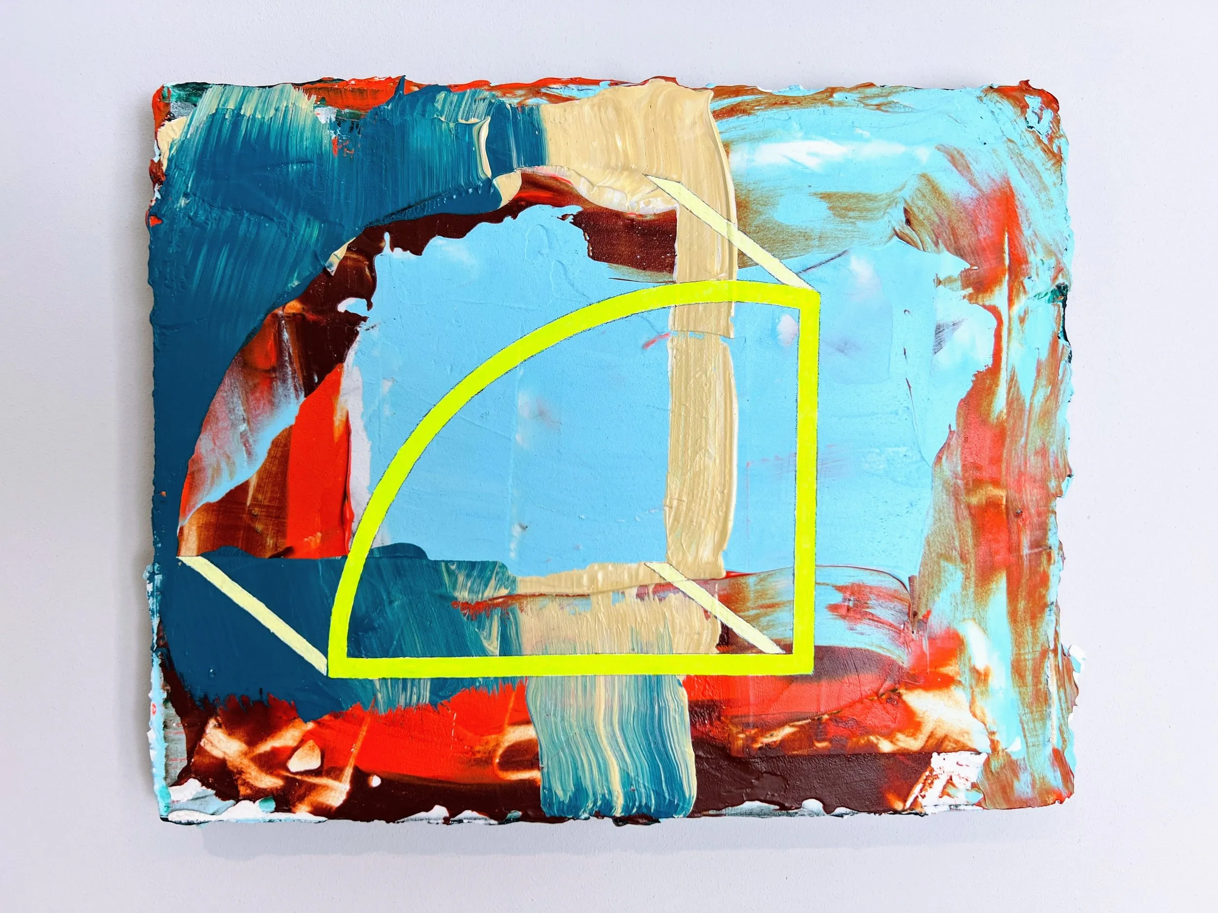 Safe Space, mixed media on found plywood