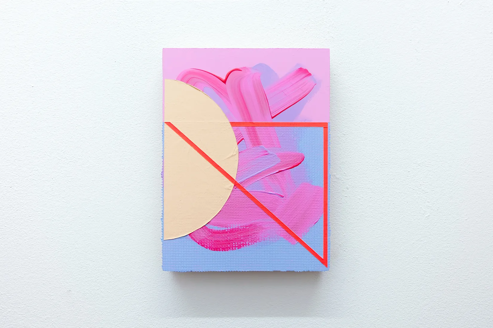 Snug, acrylic, emulsion and collage on panel
