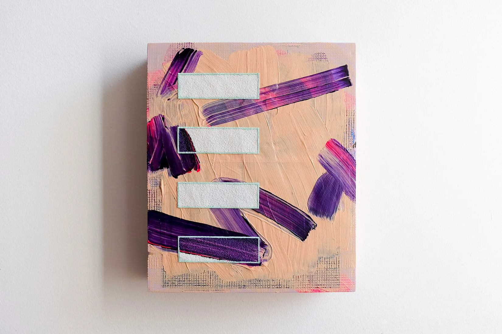 Sports, acrylic, emulsion and sandpaper on found wood