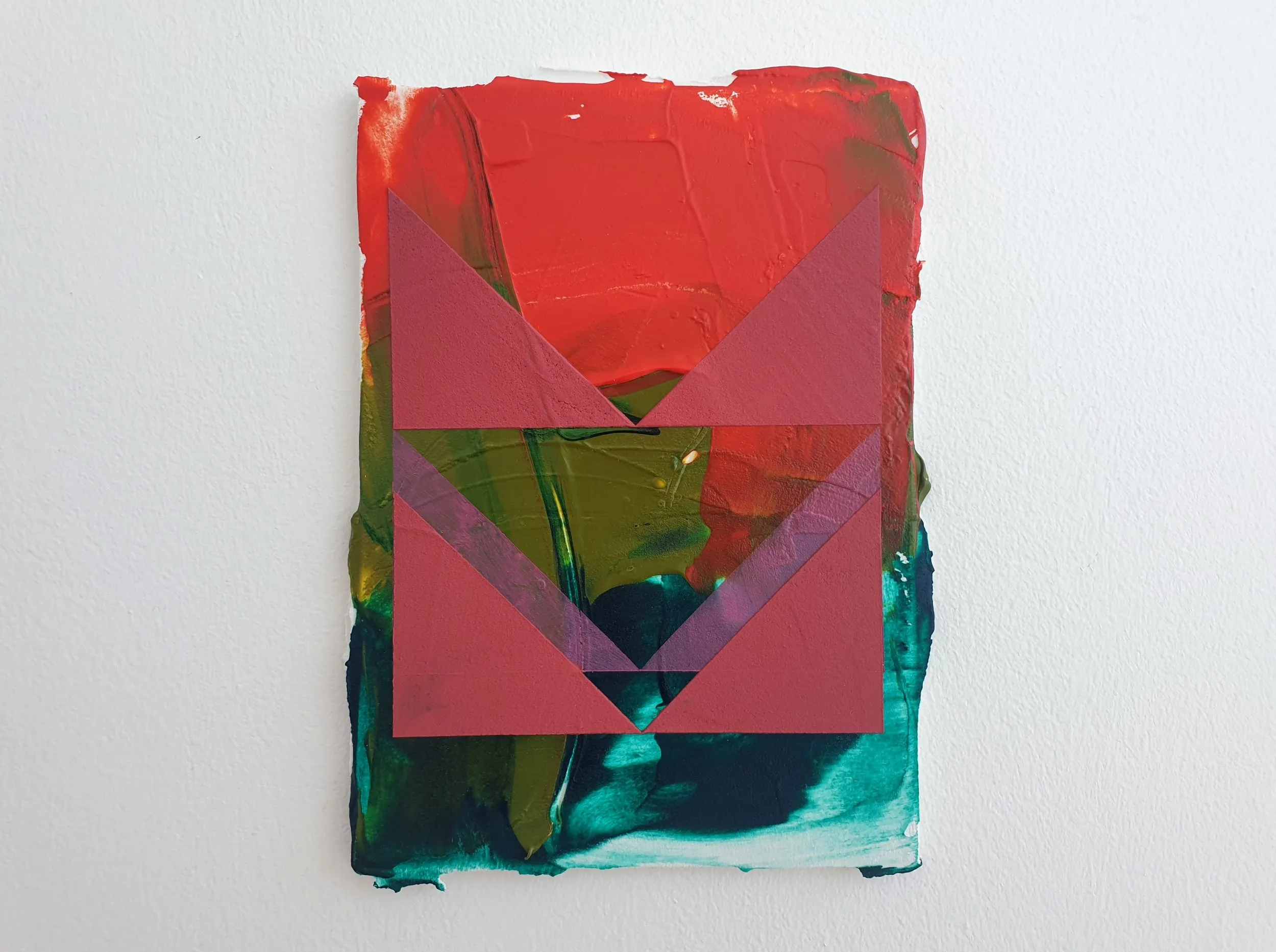 Terrain, acrylic, collage and filler on canvas board